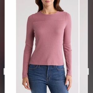 rag & bone The Knit Rib T-Shirt in Rose Size S